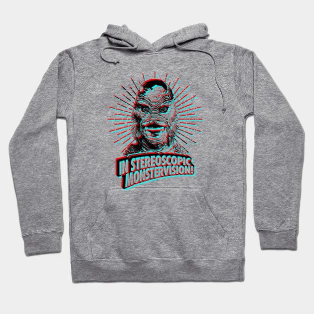 RETRO 3D GLASSES STYLE - Gillman creature from the Black lagoon Hoodie by KERZILLA